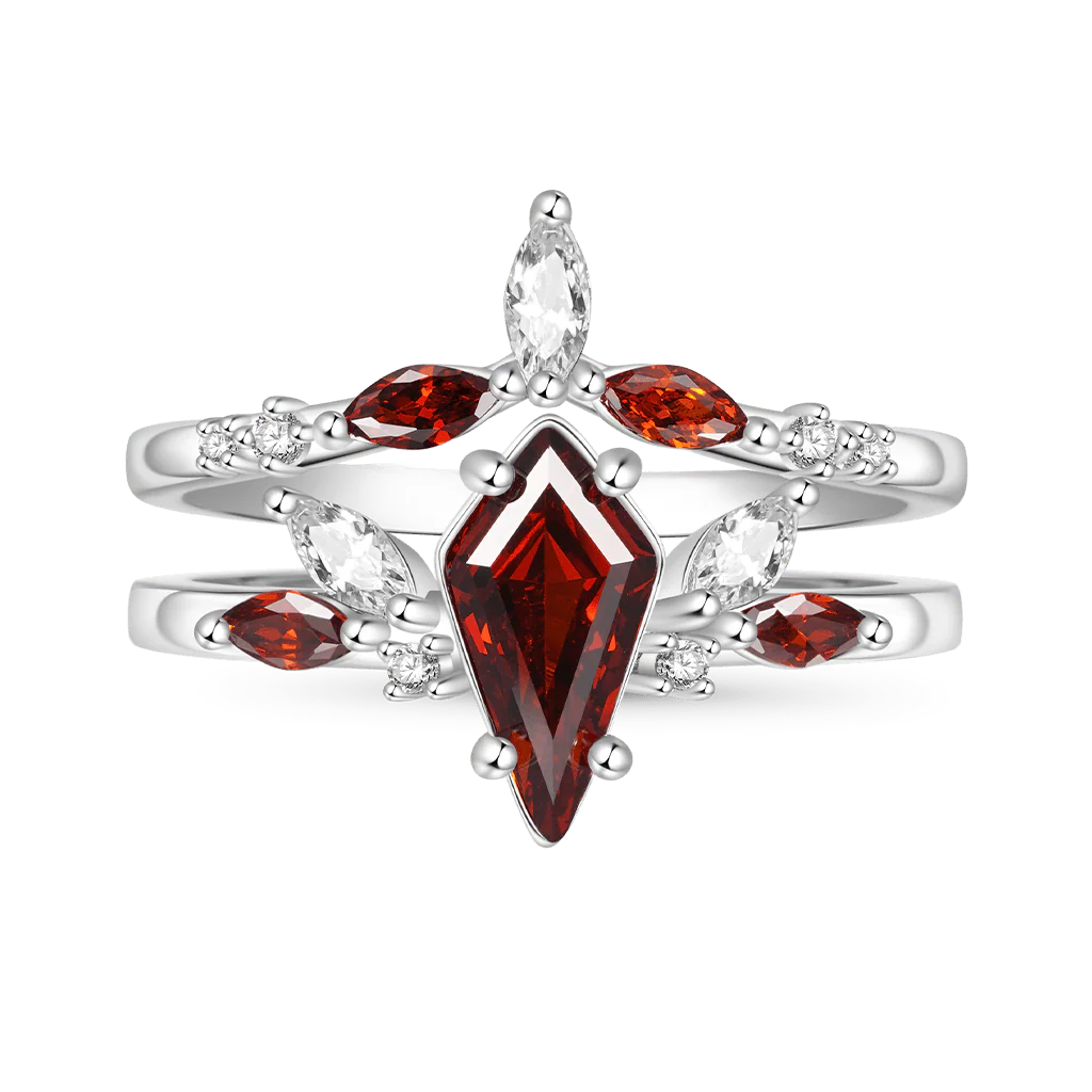 Gnoce Bagues cerf-volant en grenat rouge Alliage argent plaqué platine