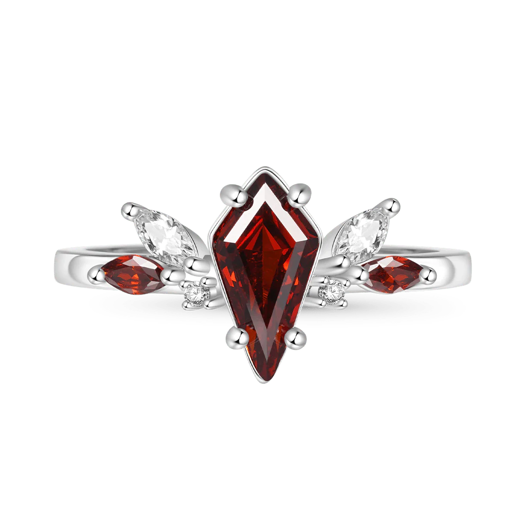 Gnoce Bagues cerf-volant en grenat rouge Alliage argent plaqué platine - Image 3