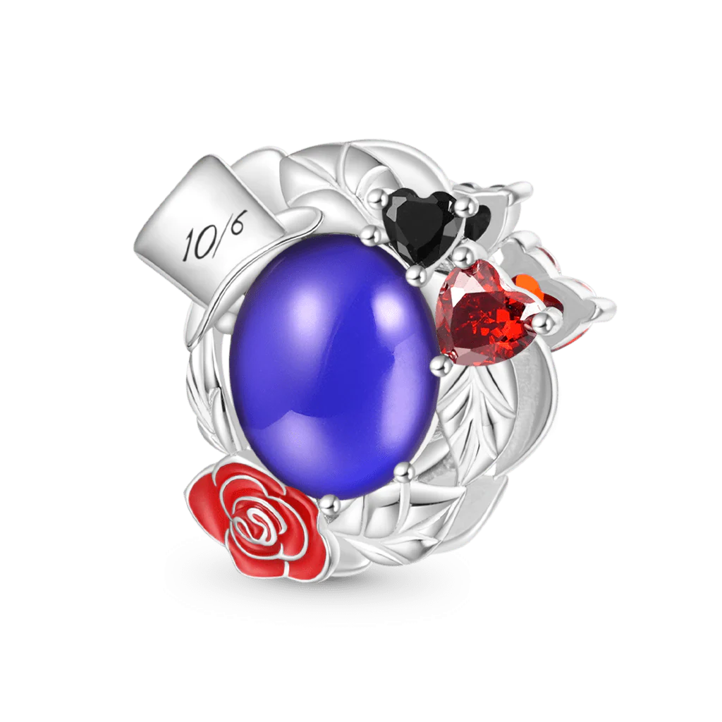 Gnoce Charme d'humeur magique rose rouge Chapeau de fou Alliage argent plaqué platine - Image 2
