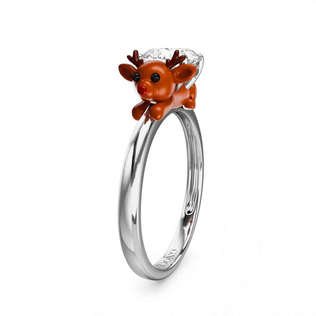 Gnoce Étreinte de Renne Anneau Moissanite Alliage argent plaqué platine - Image 4