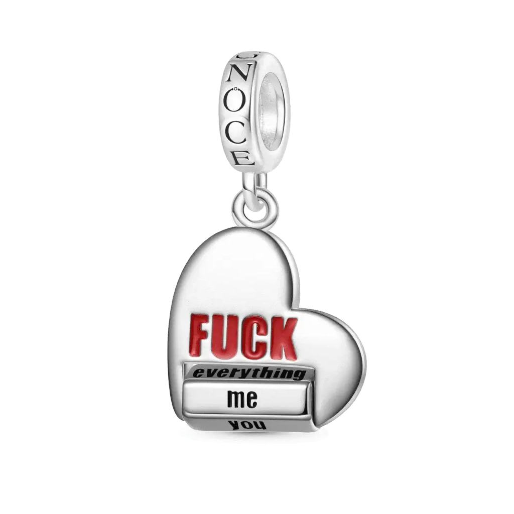 Gnoce Charme Monde 'FUCK' Rotatif en Alliage argent plaqué platine