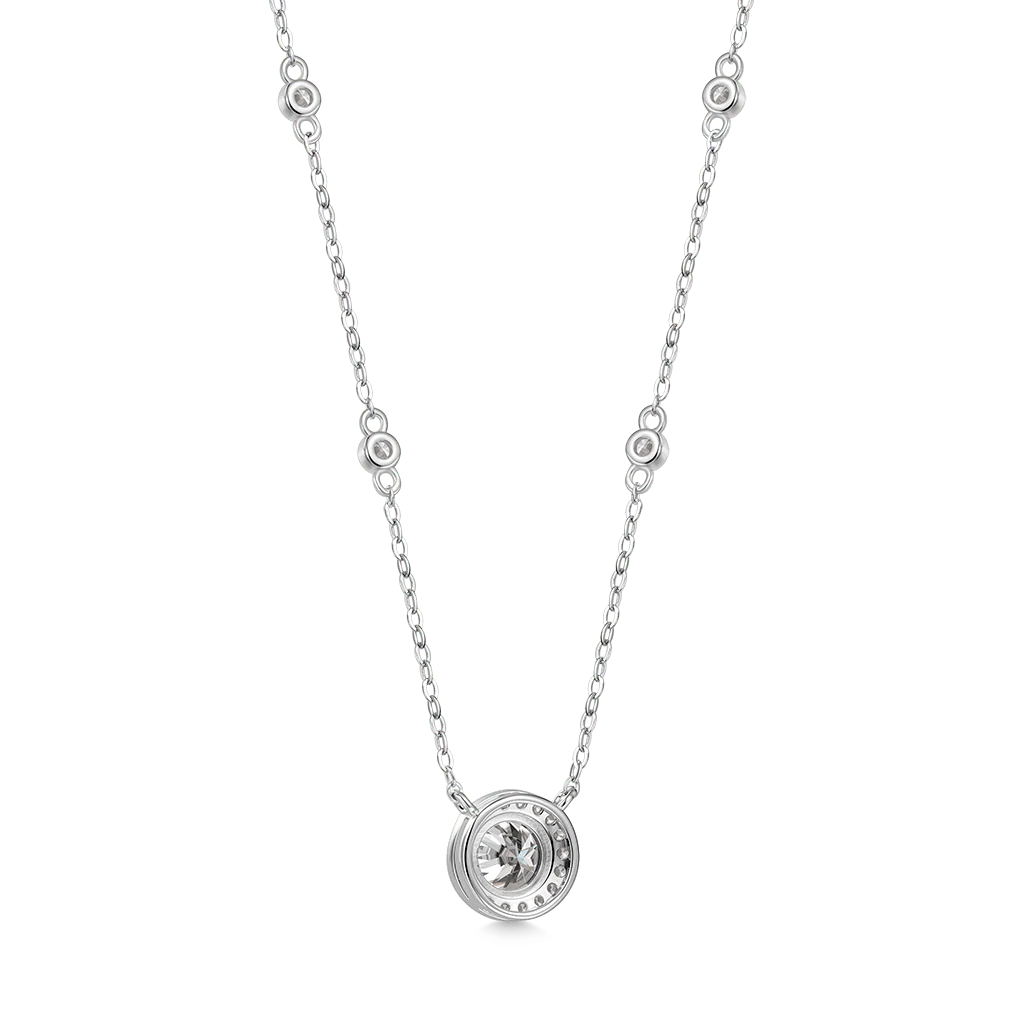 Gnoce Collier Station Cadre Moissanite Rond Alliage argent plaqué platine - Image 2