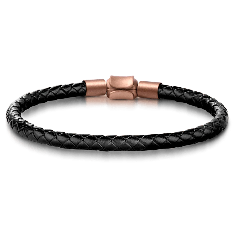 Gnoce Satsuma Vintage avec Cadeau Cuivre Cuir Noir Bracelet Homme - Image 3
