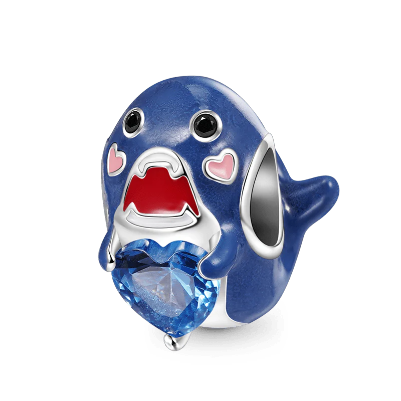 Gnoce Poisson Embrasse Cœur Gemme Charme Alliage argent plaqué platine