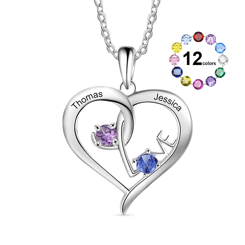 Gnoce Collier Cœur Entrelacé Simple en Pierre de Naissance