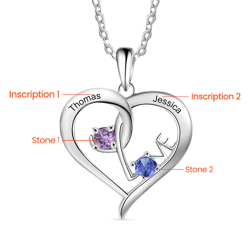 Gnoce Collier Cœur Entrelacé Simple en Pierre de Naissance - Image 2