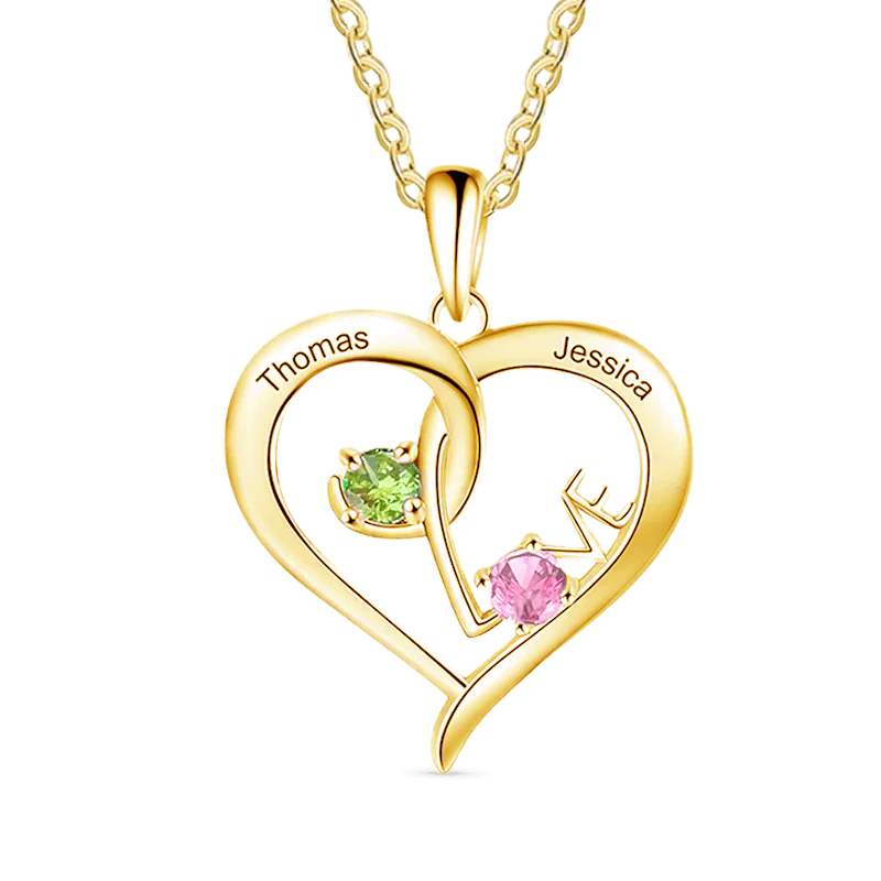Gnoce Collier Cœur Entrelacé Simple en Pierre de Naissance - Image 3