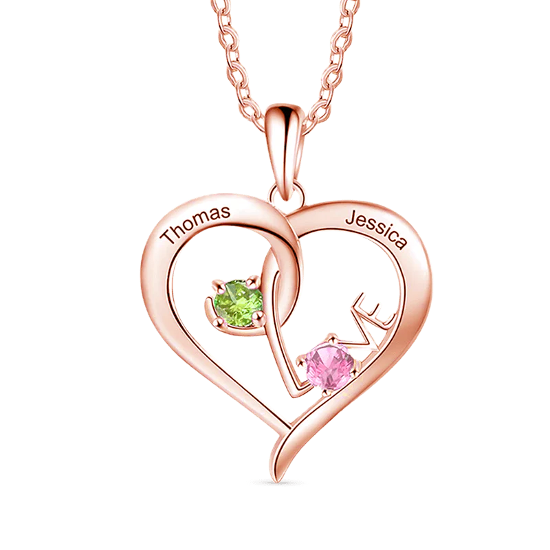 Gnoce Collier Cœur Entrelacé Simple en Pierre de Naissance - Image 4