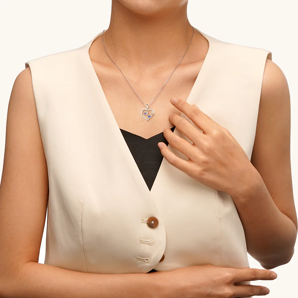 Gnoce Collier Cœur Entrelacé Simple en Pierre de Naissance - Image 6
