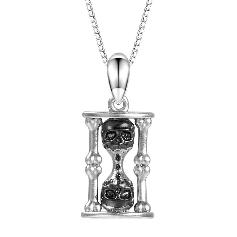 Gnoce Collier Sablier Crâne Alliage argent plaqué platine
