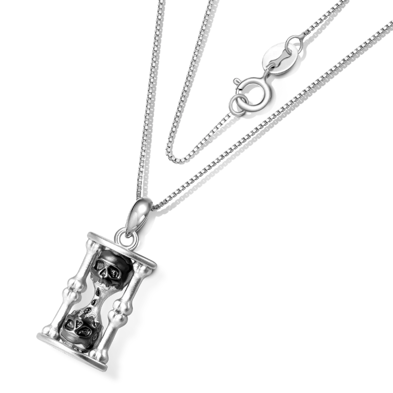 Gnoce Collier Sablier Crâne Alliage argent plaqué platine - Image 2