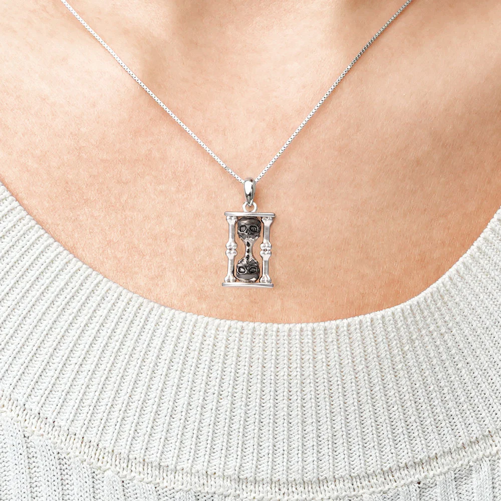Gnoce Collier Sablier Crâne Alliage argent plaqué platine - Image 4