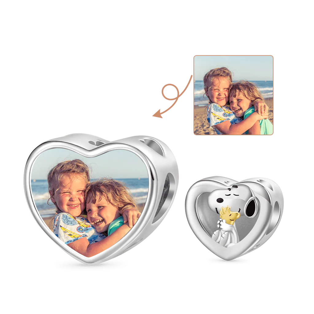 Gnoce Charm Peanuts Photo Personnalisé Snoopy Embrasse Woodstock