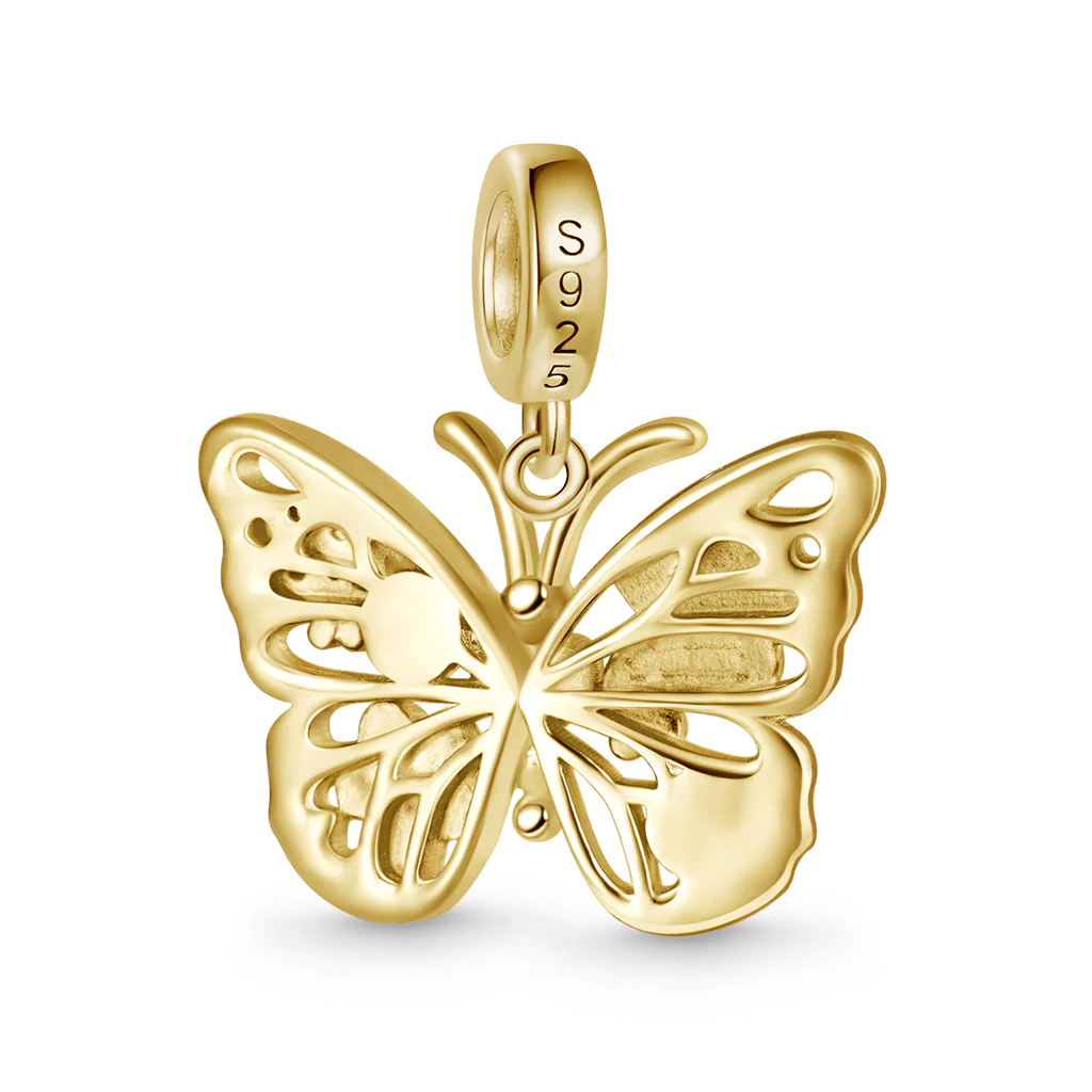 Gnoce Charm Pierre de Lune Papillon Volant Alliage argent plaqué platine - Image 2