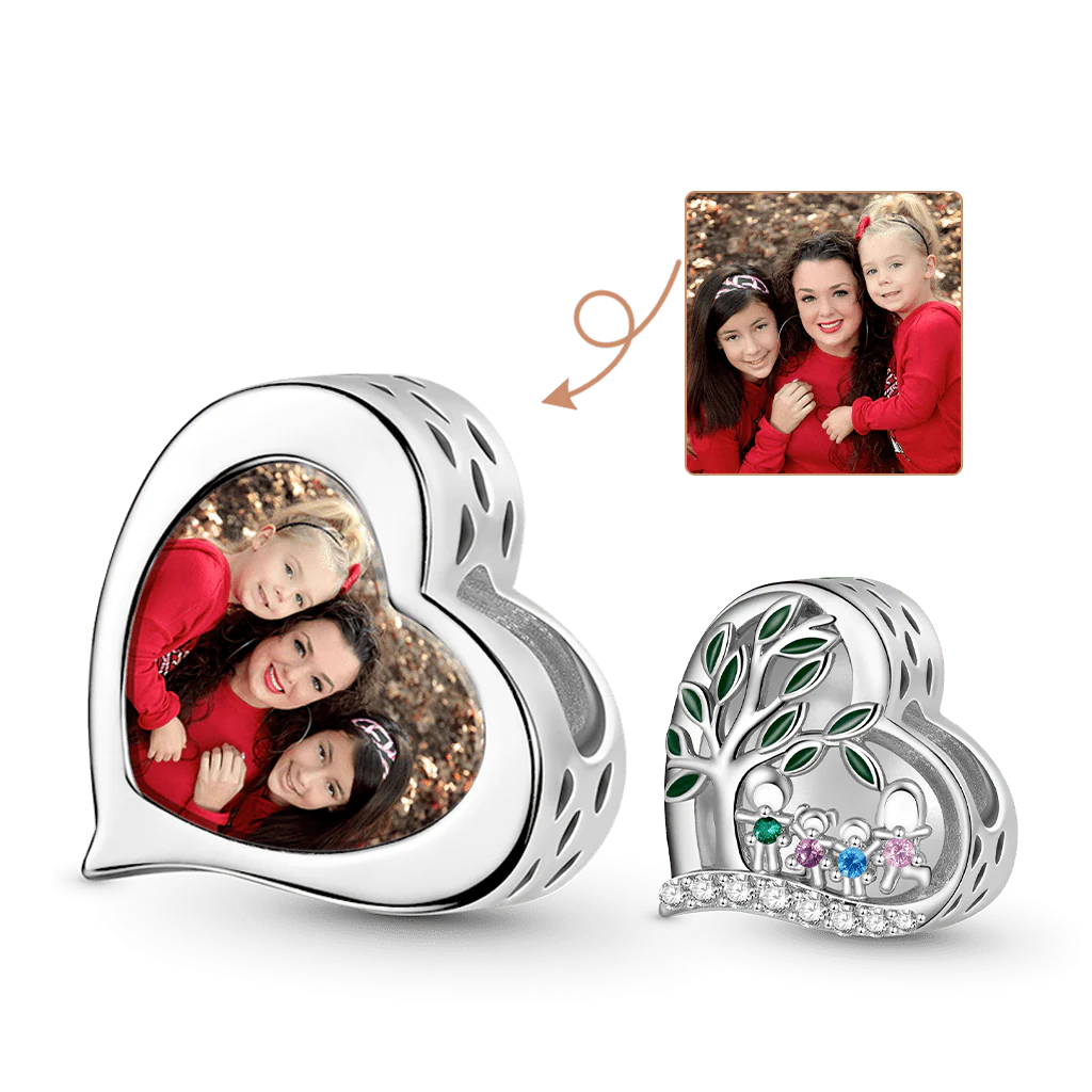 Gnoce Charme Photo Pierre de Naissance Famille Arbre de Vie Alliage argent plaqué platine