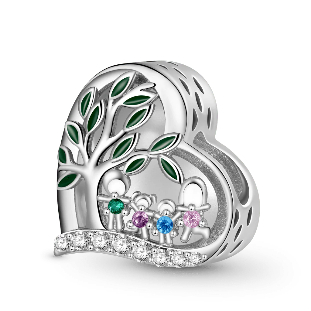 Gnoce Charme Photo Pierre de Naissance Famille Arbre de Vie Alliage argent plaqué platine - Image 2