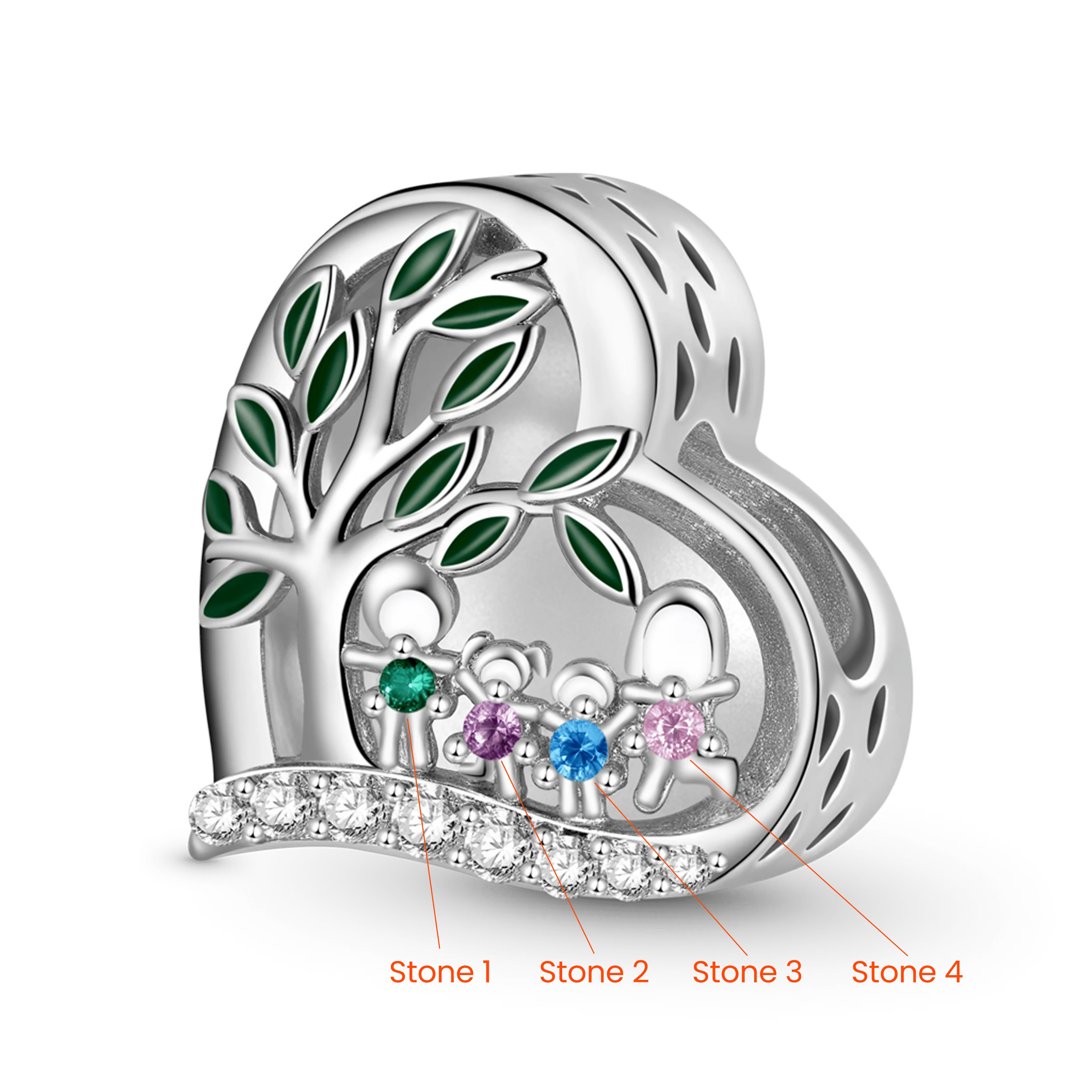 Gnoce Charme Photo Pierre de Naissance Famille Arbre de Vie Alliage argent plaqué platine - Image 3