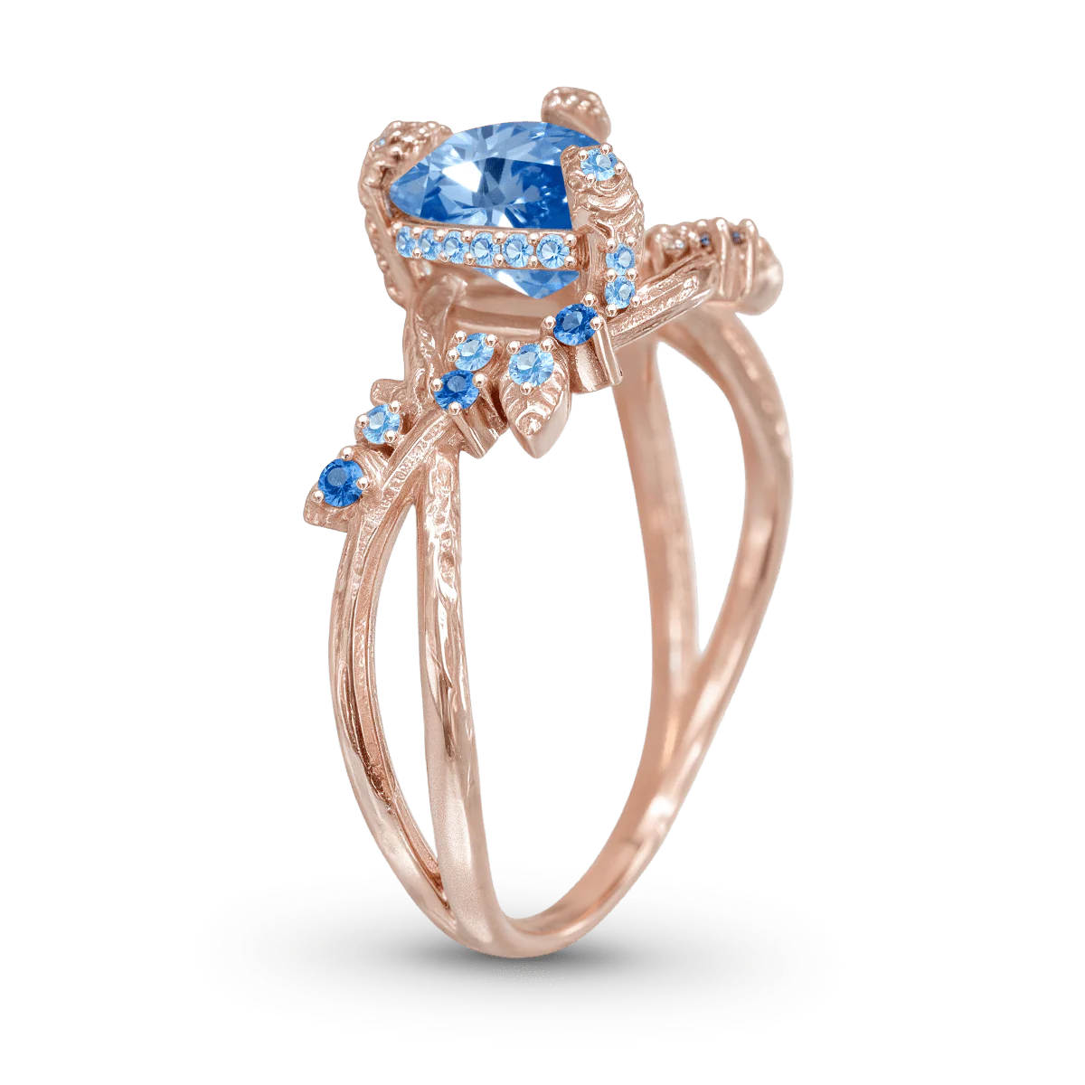 Gnoce Bague de fiançailles inspirée nature vigne et pierre taille poire - Image 4