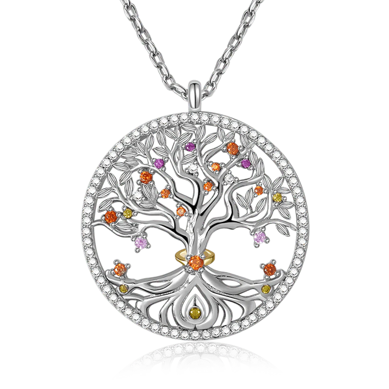 Gnoce Collier Arbre de Vie Alliage argent plaqué platine